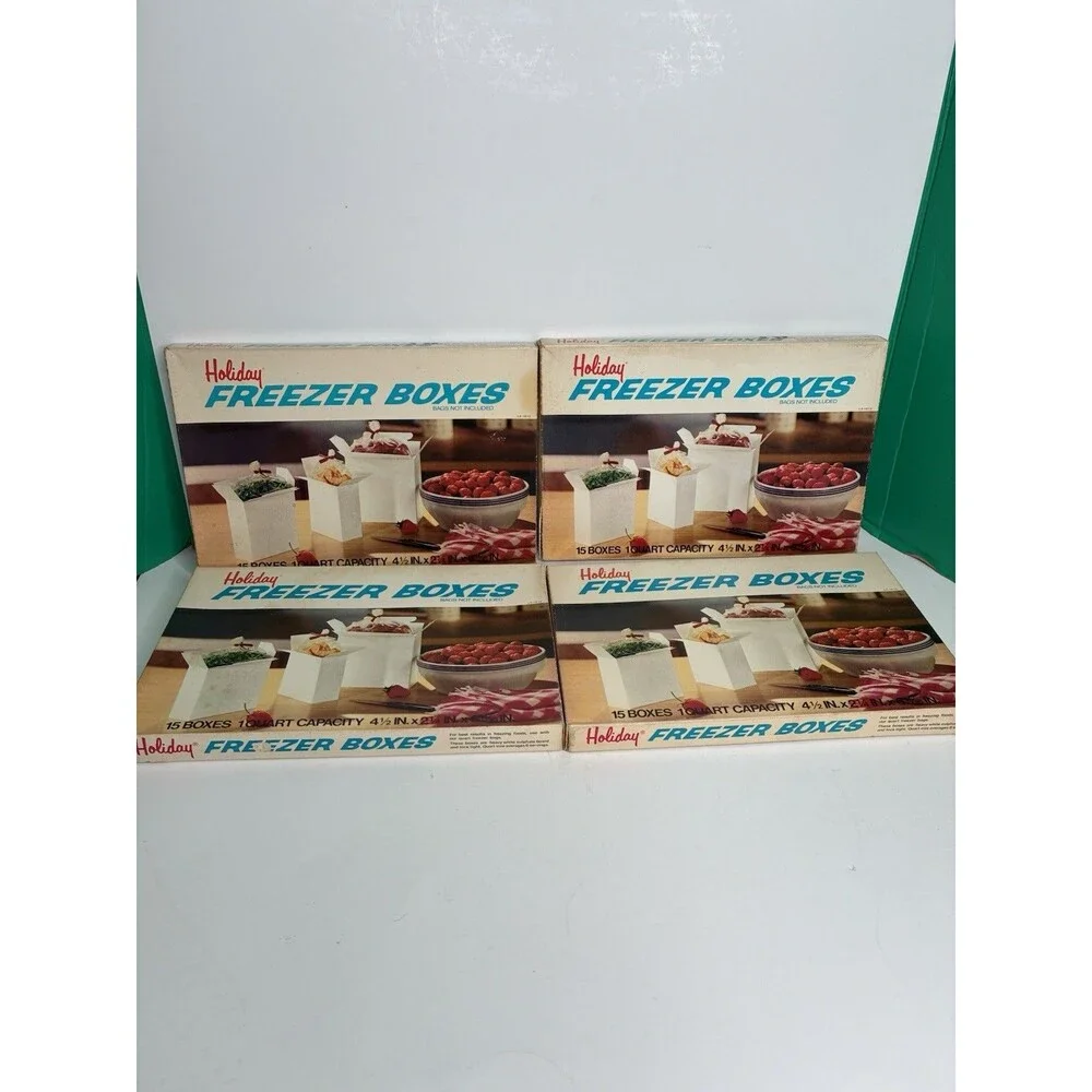 Lot Of 4 Vintage Hefty 15 Freezer Boxes Food Storage 1 Quart NOS